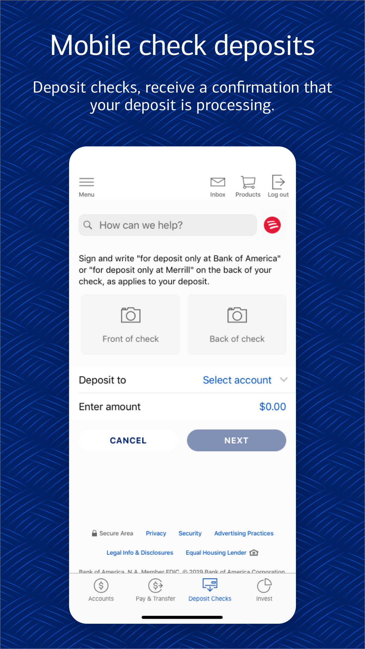 Bank of America Mobile Banking screenshot