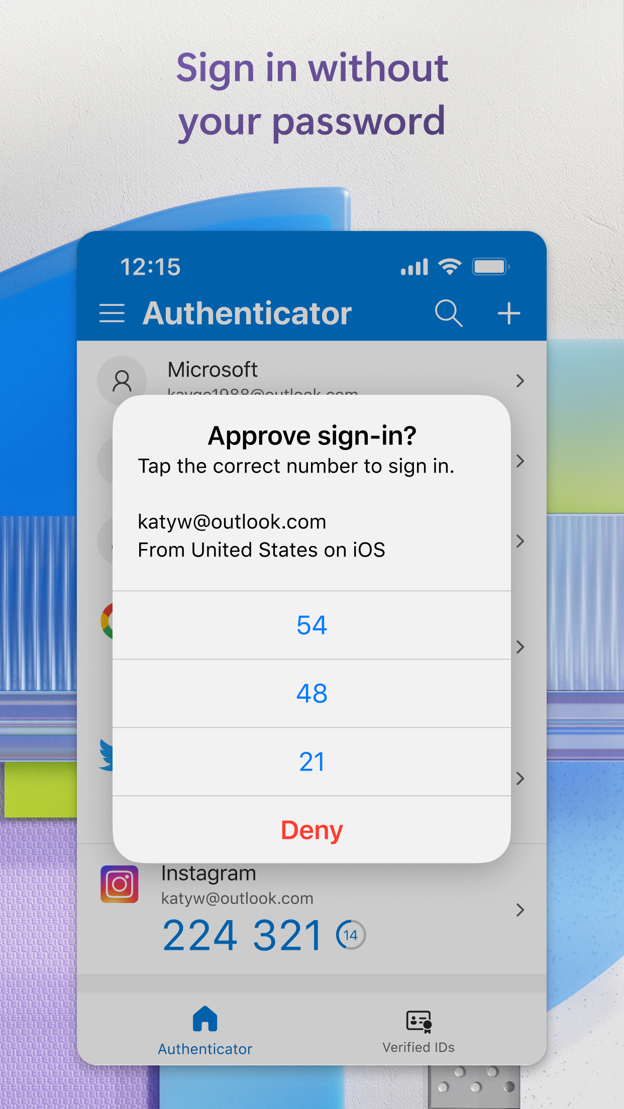 Microsoft Authenticator screenshot
