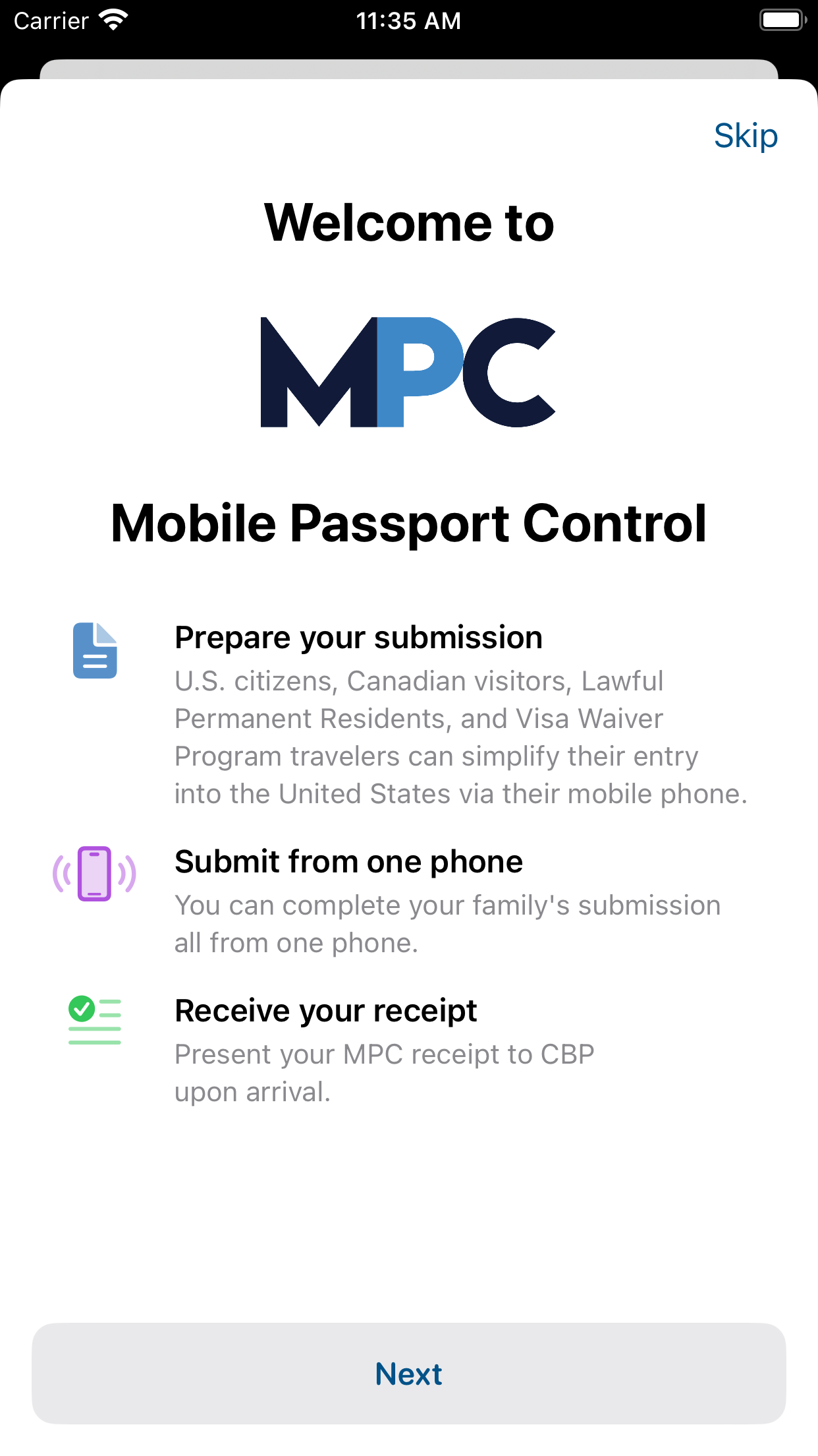 Mobile Passport Control screenshot