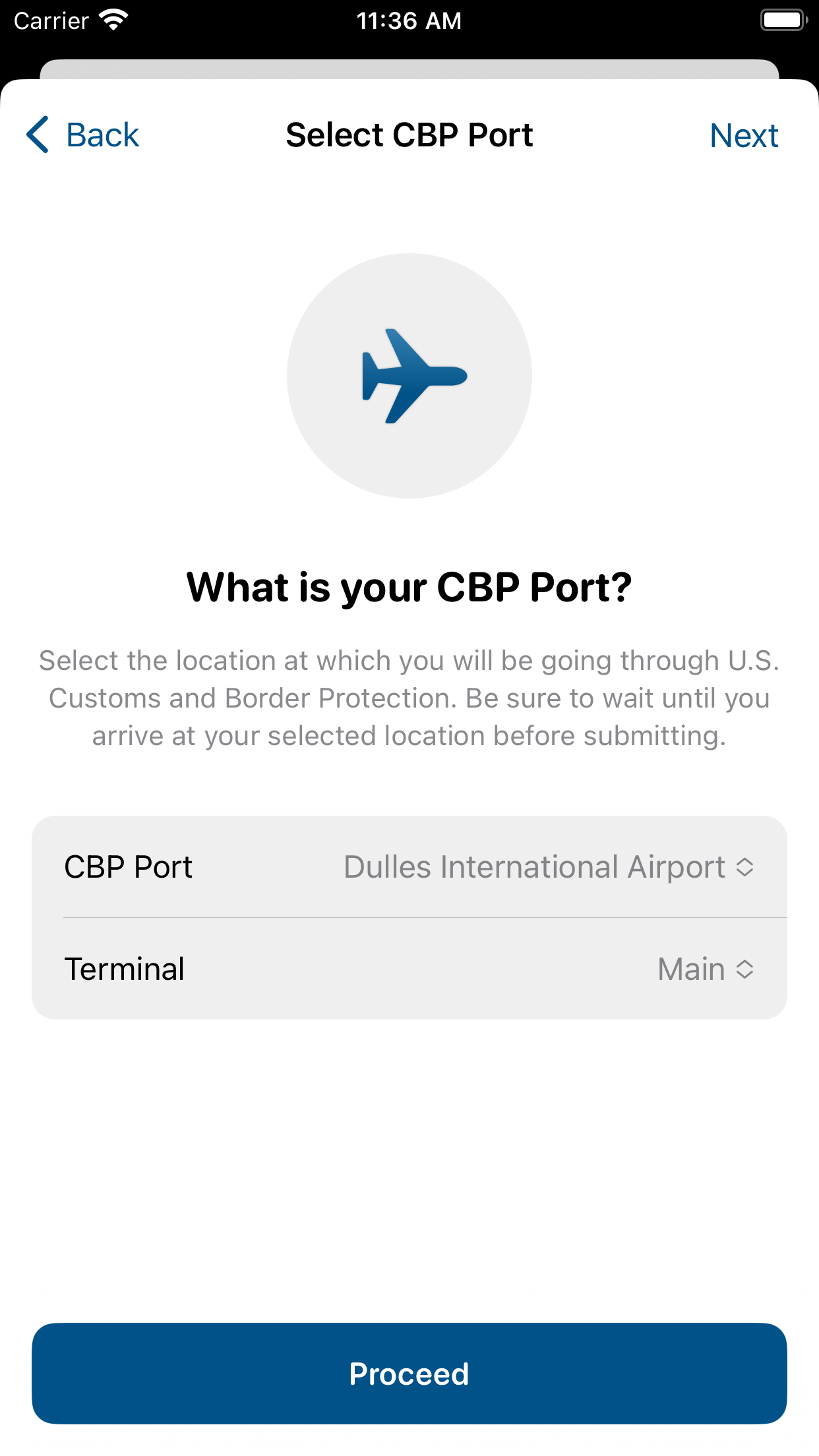 Mobile Passport Control screen 9