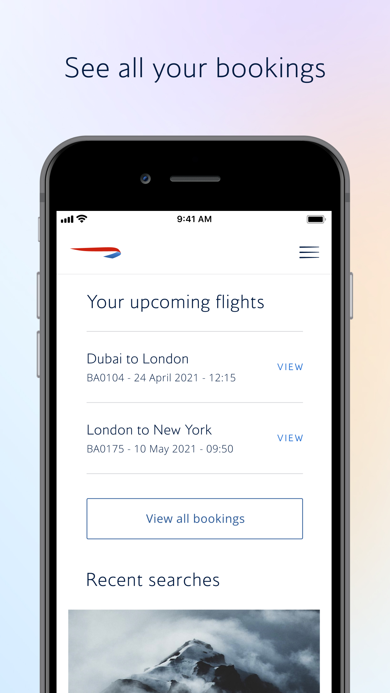 British Airways screenshot
