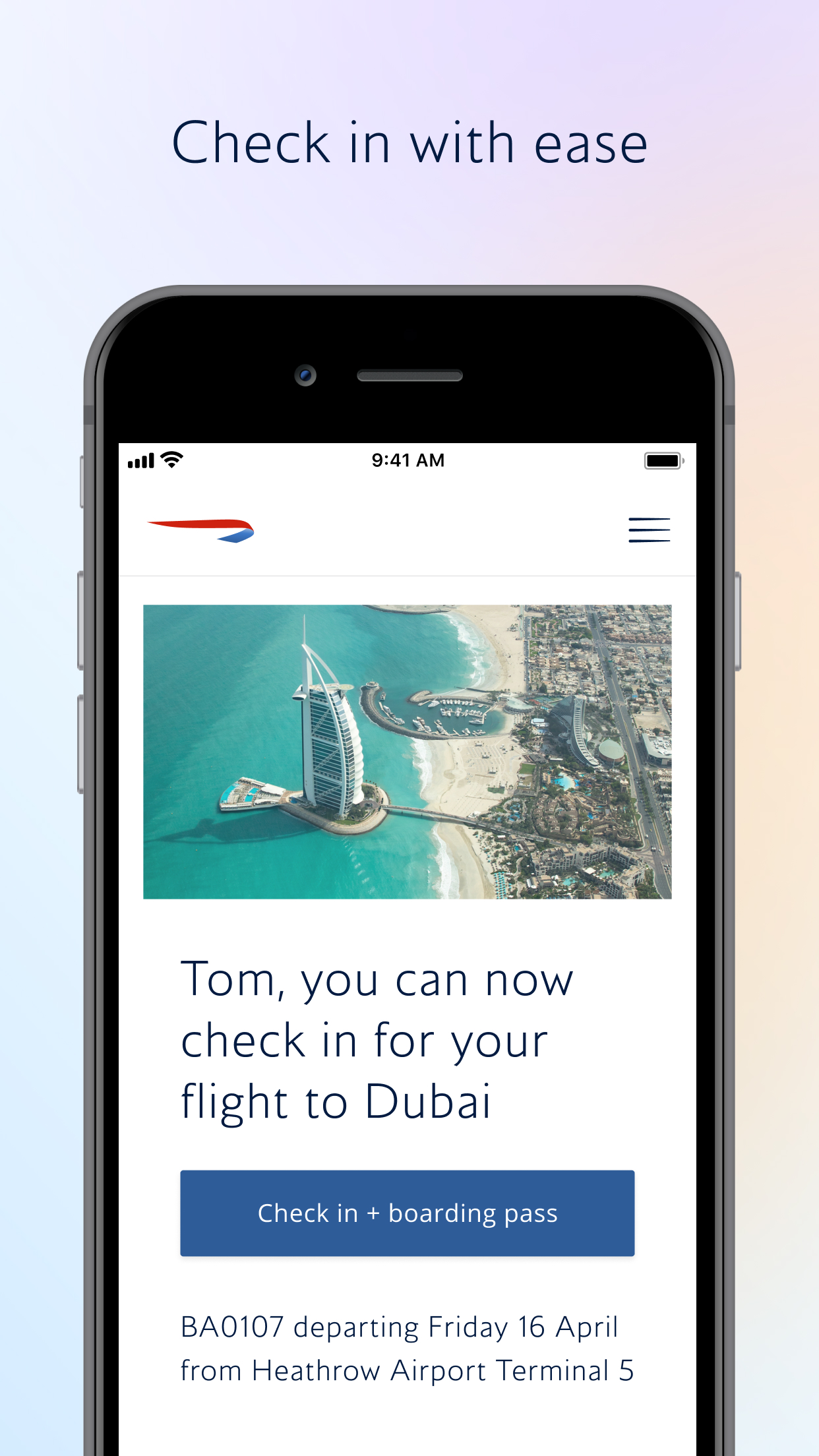 British Airways screenshot