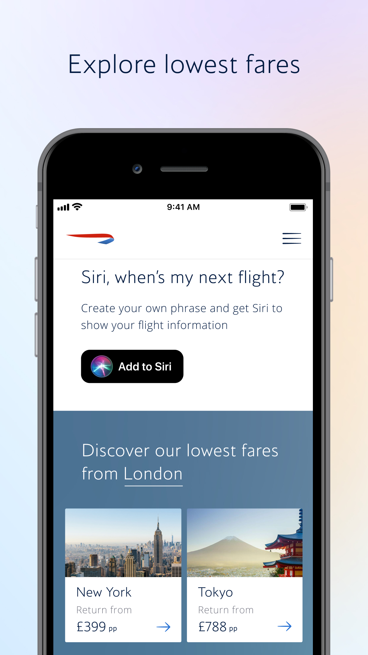 British Airways screenshot