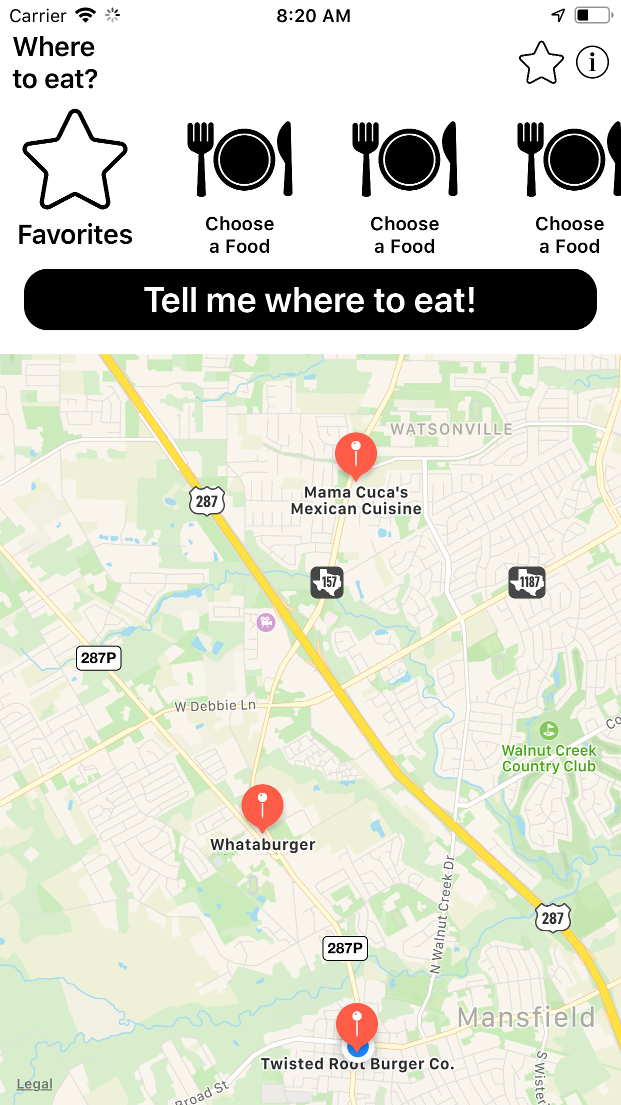 Where to eat? screenshot